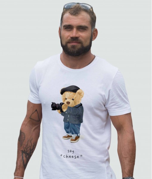 Мъжка тениска с щампа Мечета Say Cheese bear